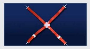 Metal mess apron harness, plastic, red